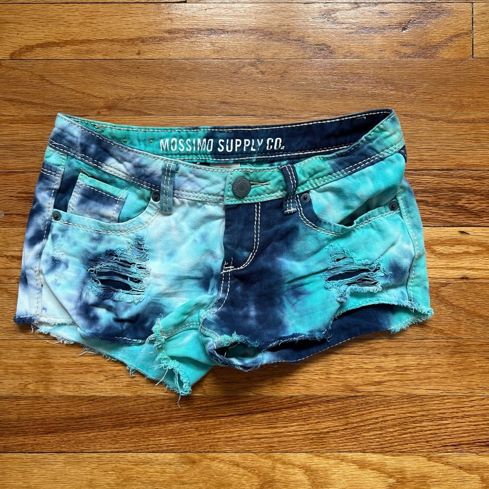 Tie-dye jean shorts